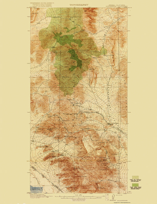 Topographical Map - Goodsprings California Nevada Quad - USGS 1919 - 23 x 29.77 - Vintage Wall Art