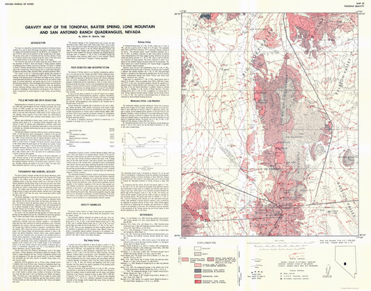 Historic Mine Map - Nevada Ranch Quad Gravity Mines - Erwin 1968 - 29.24 x 23 - Vintage Wall Art