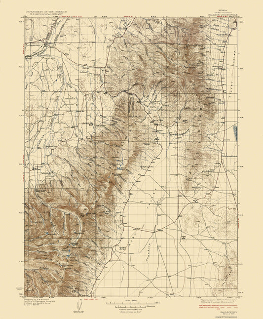 Topographical Map - Halleck Nevada Quad - USGS 1935 - 23 x 27.89 - Vintage Wall Art