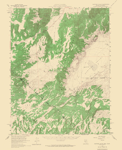 Topographical Map - Huntoon Valley Nevada California Quad - USGS 1958 - 23 x 28.13 - Vintage Wall Art