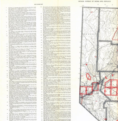 Historic Mine Map - Nevada Mines Geologic Index - Lutsey 1955 - 23 x 23.62 - Vintage Wall Art