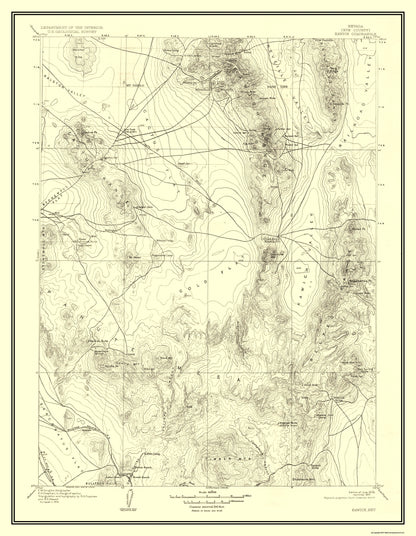 Topographical Map - Kawich Nevada Quad - USGS 1908 - 23 x 29.65 - Vintage Wall Art