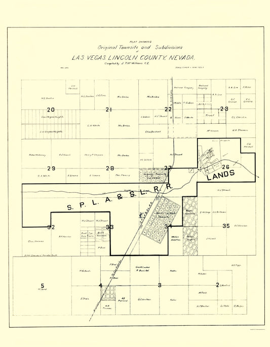 Historic City Map - Las Vegas Nevada Homeowners - Williams 1905 - 23 x 29.53 - Vintage Wall Art