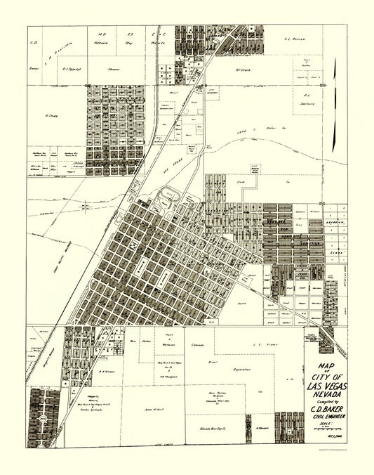 Historic City Map - Las Vegas Nevada - Baker 1940 - 23 x 29.19 - Vintage Wall Art