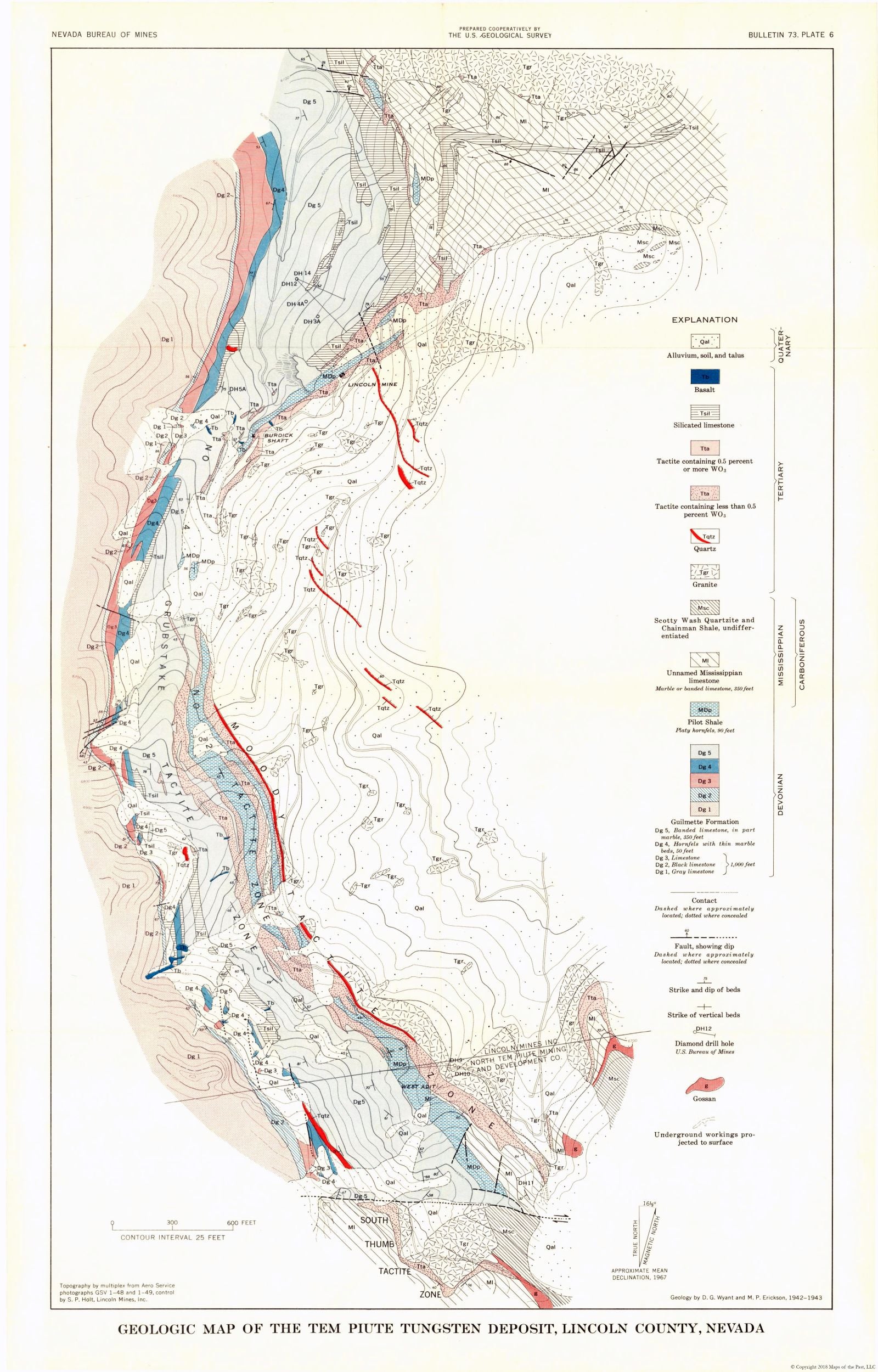 Historic Mine Map of Tungsten Mines