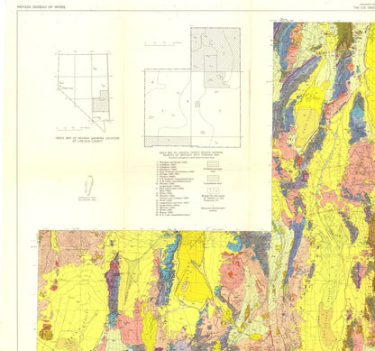 Historic Mine Map - Nevada Lincoln County Mines - Tschanz 1954 - 24.56 x 23 - Vintage Wall Art