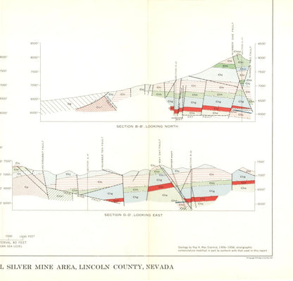 Historic Mine Map - Nevada Lincoln County Bristol Silver Mine - USGS 1953 - 24.03 x 23 - Vintage Wall Art
