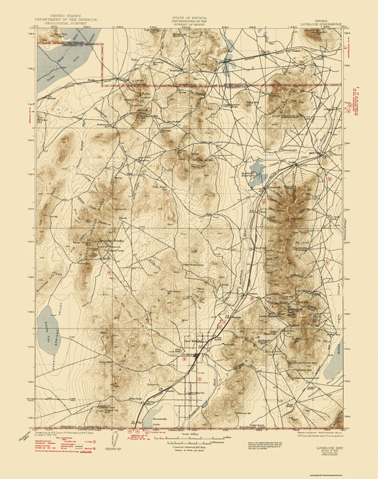 Topographical Map - Lovelock Nevada Quad - USGS 1935 - 23 x 29.13 - Vintage Wall Art