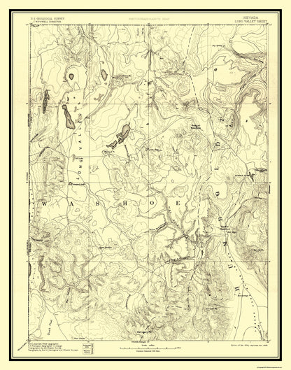 Topographical Map - Long Valley Nevada Sheet - USGS 1894 - 23 x 29.27 - Vintage Wall Art