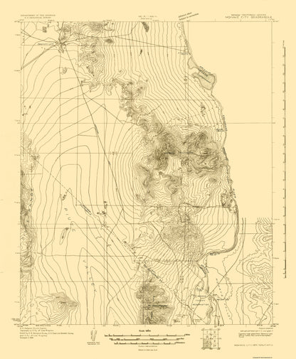 Topographical Map - Mohave City Nevada California Arizona Quad - USGS 1926 - 23 x 27.88 - Vintage Wall Art