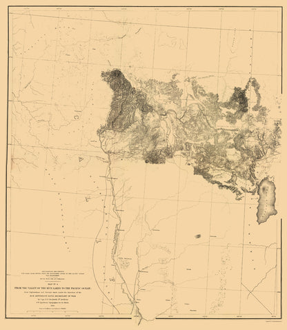 Topographical Map - Mud Lakes Nevada California Geographical - Davis 1855 - 23 x 26 - Vintage Wall Art