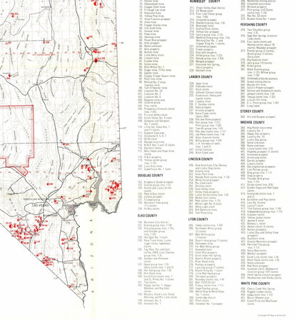 Historic Mine Map - Radioactive Minerals Nevada Mines - Garside 1973 - 23 x 24.76 - Vintage Wall Art