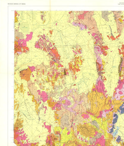 Historic Mine Map - Nevada Southern Nye County Mines - Cornwall 1954 - 23 x 27.09 - Vintage Wall Art