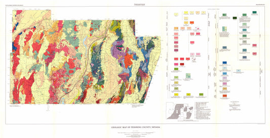 Historic Mine Map - Nevada Pershing County Mines - USGS 1961 - 45.15 x 23 - Vintage Wall Art