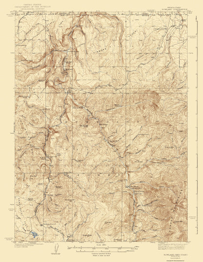 Topographical Map - Rowland Nevada Idaho Quad - USGS 1940 - 23 x 29.70 - Vintage Wall Art