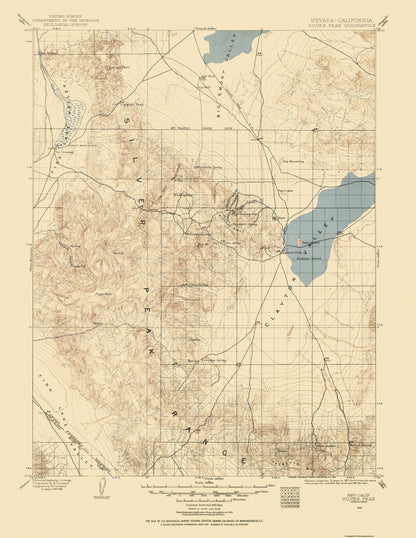 Topographical Map - Silver Peak Nevada Quad - USGS 1900 - 23 x 29.76 - Vintage Wall Art