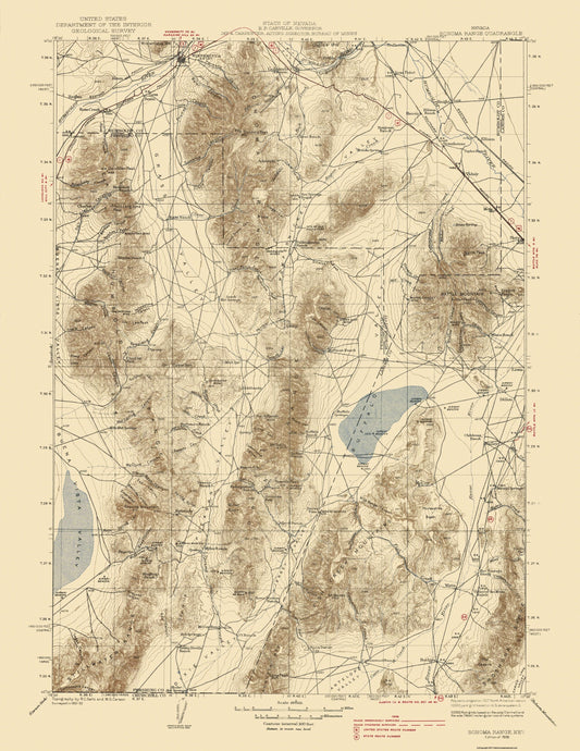 Topographical Map - Sonoma Range Nevada Quad - USGS 1939 - 23 x 29.77 - Vintage Wall Art