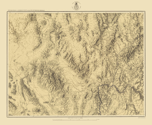 Topographical Map - Southeastern Nevada Soutwest Utah Sheet - US Army 1876 - 23 x 28 - Vintage Wall Art