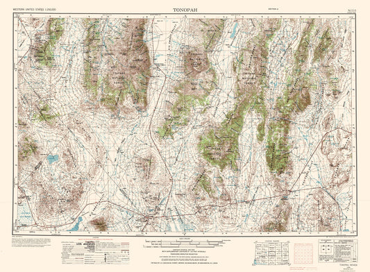 Topographical Map - Tonopah Nevada Quad - USGS 1956 - 31.29 x 23 - Vintage Wall Art