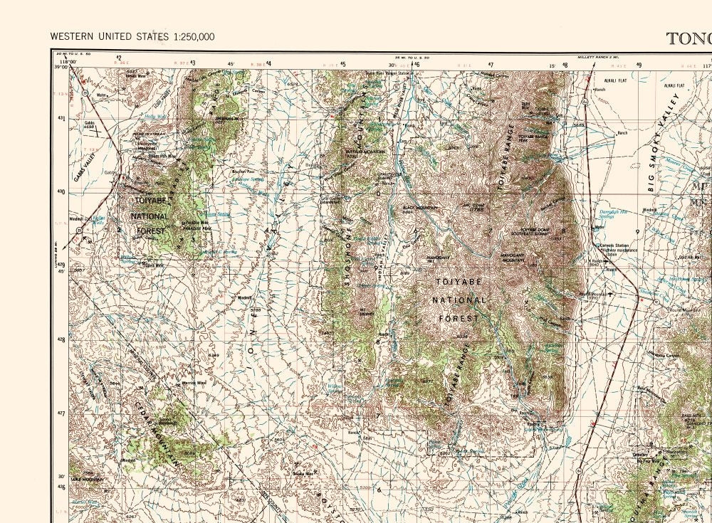 Topographical Map - Tonopah Nevada Quad - USGS 1956 - 31.29 x 23 - Vintage Wall Art