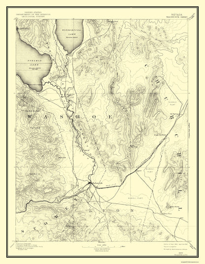 Topographical Map - Wadsworth Nevada Sheet - USGS 1894 - 23 x 29.61 - Vintage Wall Art