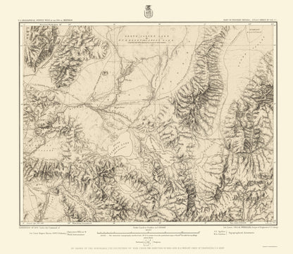 Topographical Map - Western Nevada Geographical Sheet - US Army 1882 - 23 x 26.53 - Vintage Wall Art