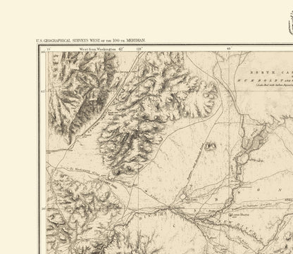 Topographical Map - Western Nevada Geographical Sheet - US Army 1882 - 23 x 26.53 - Vintage Wall Art