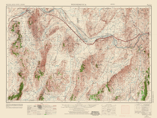 Topographical Map - Winnemucca Nevada Quad - USGS 1955 - 30.51 x 23 - Vintage Wall Art