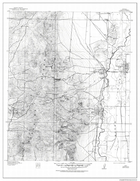 Topographical Map - Yerington District Nevada - USGS 1915 - 23 x 29.77 - Vintage Wall Art