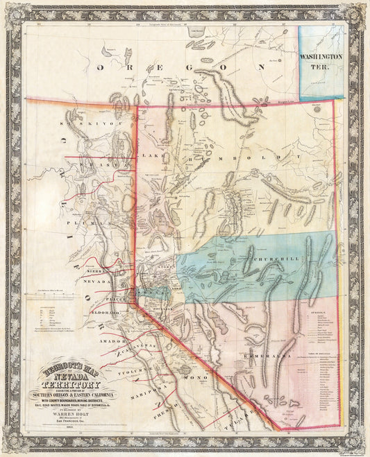 Historic State Map - Nevada - Rand McNally 1897 - 23 x 28.44 - Vintage Wall Art