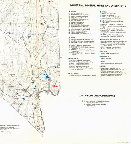 Historic Mine Map - Nevada Active Mines Oil Fields - Payne 1976 - 23 x 25.44 - Vintage Wall Art