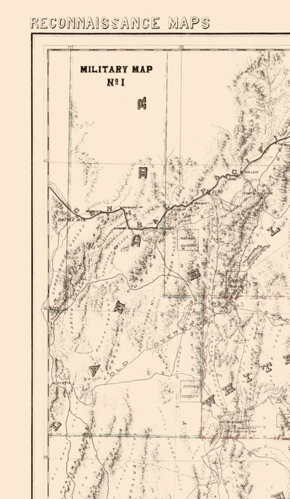 Historic State Map - Nevada - Wheeler 1869 - 23 x 39.67 - Vintage Wall Art