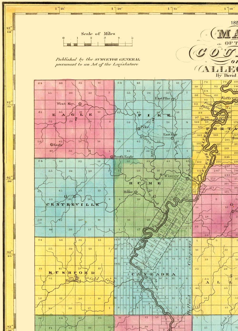 Historic County Map - Allegany County New York - Burr 1829 - 23 X 32 ...