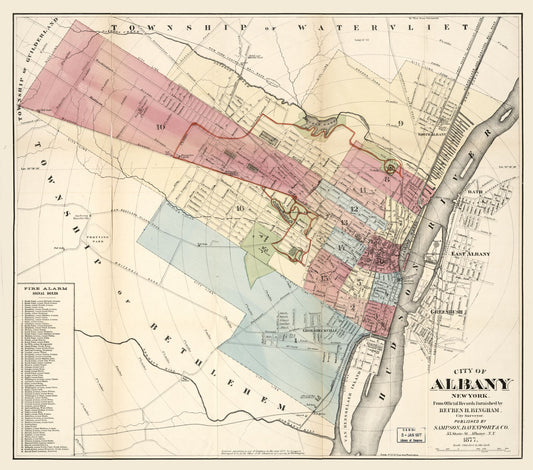 Historic City Map - Albany New York - Bingham 1877 - 26.08 x 23 - Vintage Wall Art