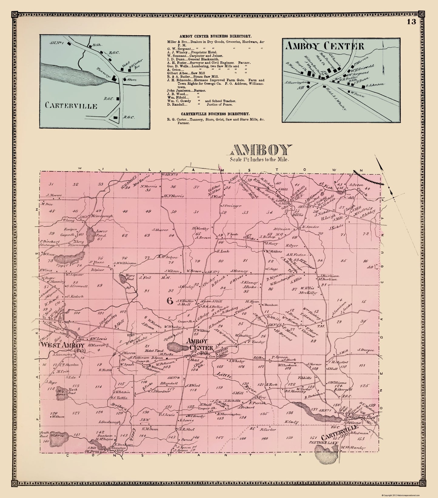 Historic City Map - Amboy New York  - Stone 1867 - 23 x 26.13 - Vintage Wall Art