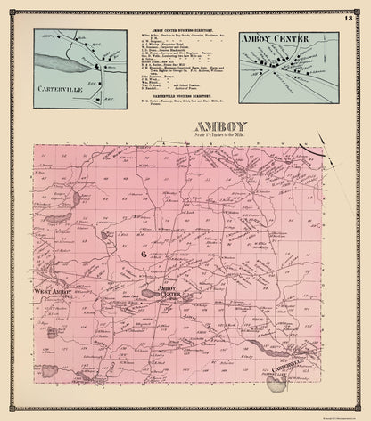 Historic City Map - Amboy New York  - Stone 1867 - 23 x 26.13 - Vintage Wall Art