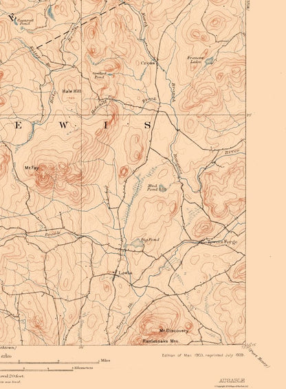 Topographical Map - Ausable New York Quad - USGS 1903 - 23 x 31.18 - Vintage Wall Art