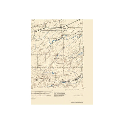 Topographical Map - Bergen New York Quad - USGS 1899 - 23 x 31.62 - Vintage Wall Art