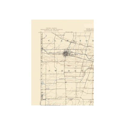 Topographical Map - Bergen New York Quad - USGS 1899 - 23 x 31.62 - Vintage Wall Art