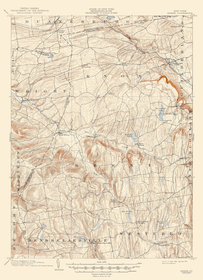 Topographical Map - Berne New York Quad - USGS 1903 - 23 x 31.68 - Vintage Wall Art