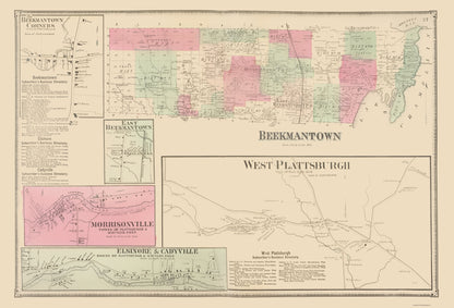 Historic City Map - Beekmantown New York  - Beers 1869 - 23 x 33.79 - Vintage Wall Art