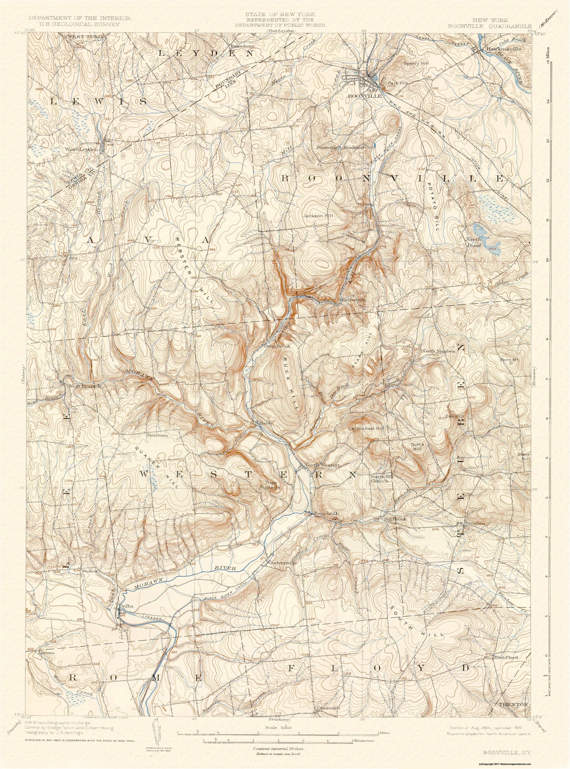 Topographical Map - Boonville New York Quad - USGS 1904 - 23 x 31.05.9 ...