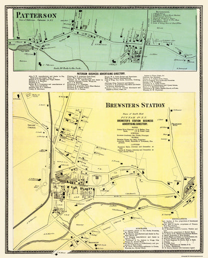 Historic City Map - Brewster Station Patterson New York - Robinson 1835 - 23 x 28.56 - Vintage Wall Art