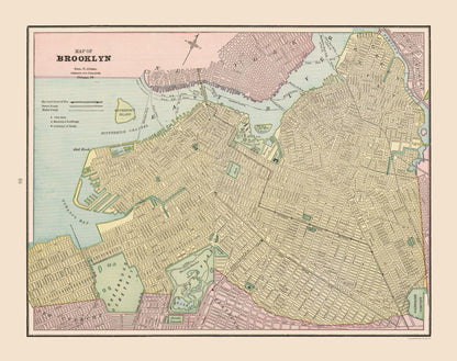 Historic City Map - Brooklyn New York - Cram 1892 - 29.11 x 23 - Vintage Wall Art