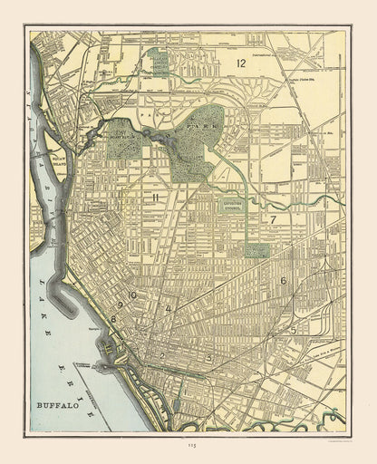 Historic City Map - Buffalo New York - Cram 1892 - 23 x 33 - Vintage Wall Art