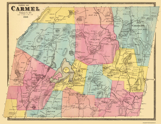 Historic City Map - Carmel New York  - Beers 1868 - 29.94 x 23 - Vintage Wall Art