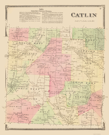 Historic City Map - Catlin New York  - Beers 1869 - 23 x 28.53 - Vintage Wall Art