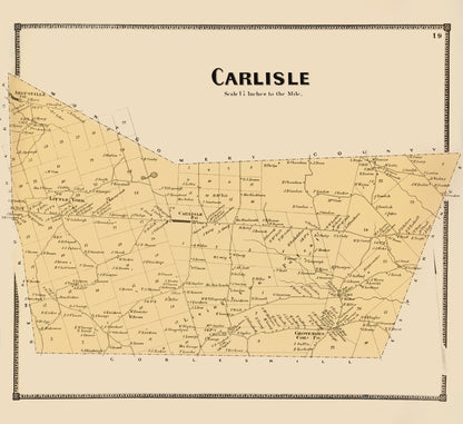 Historic City Map - Carlisle New York  - Beers 1866 - 23 x 25.13 - Vintage Wall Art