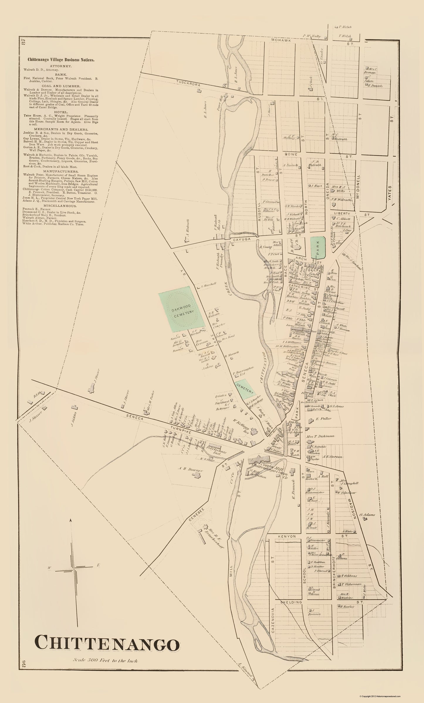 Historic City Map - Chittenango New York - Whitman 1875 - 23 x 38.12 - Vintage Wall Art