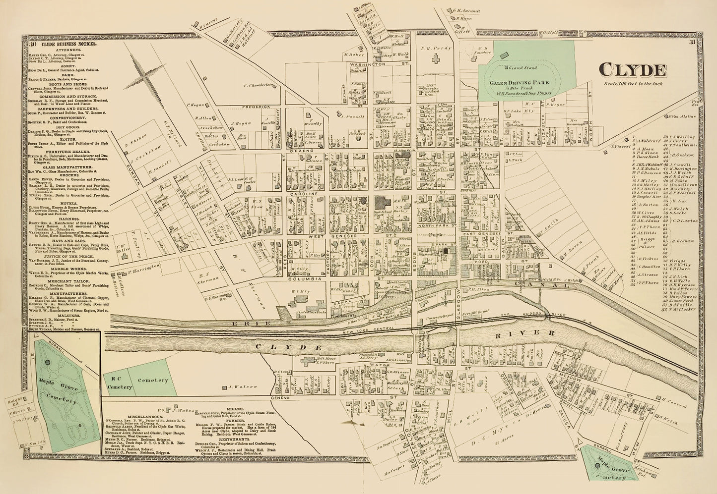 Historic City Map - Clyde City New York - Beers 1874 - 23 x 33.34 - Vintage Wall Art